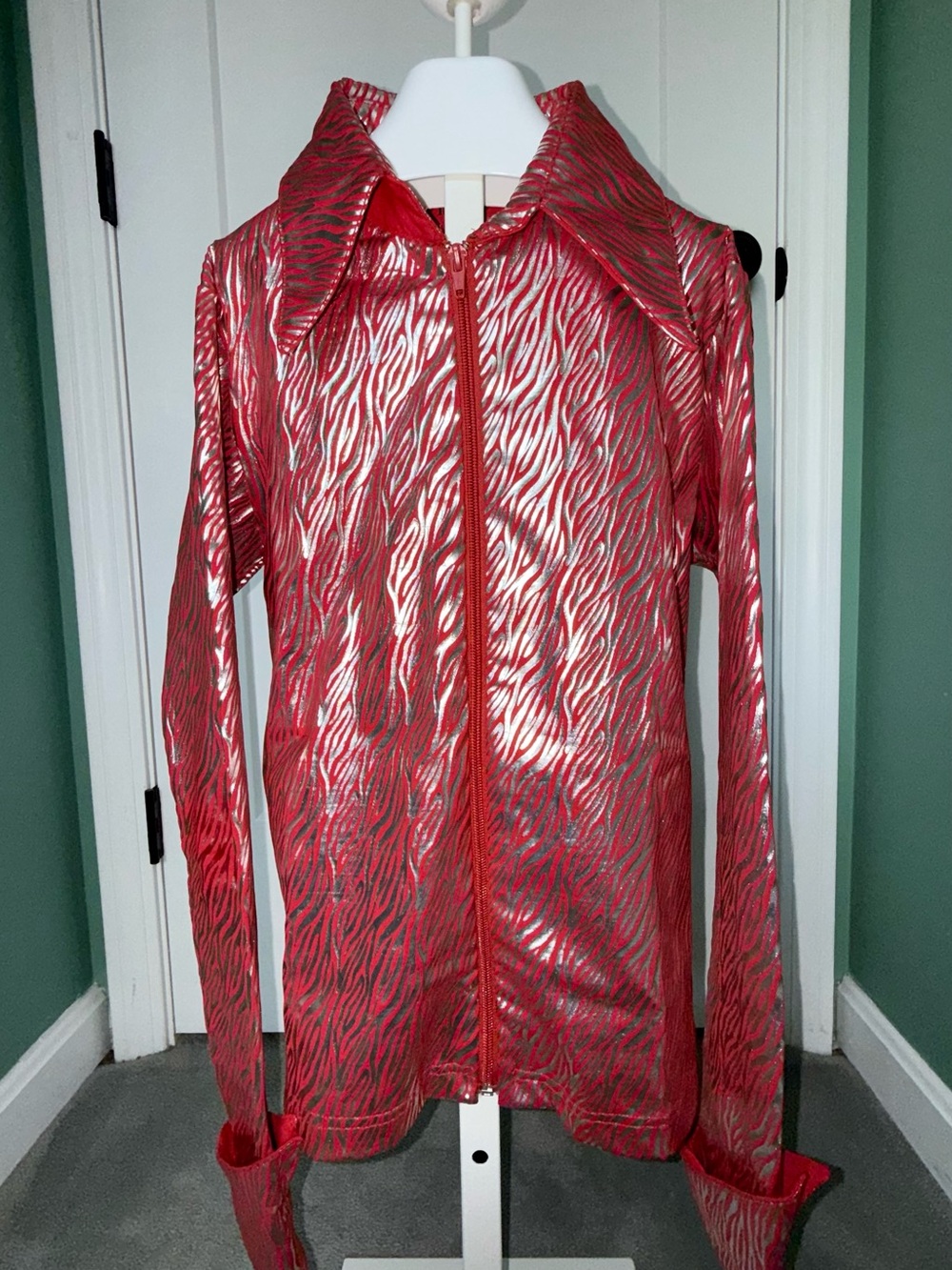 TuffRider Women's Red Jacket with Metallic Zebra Trim